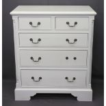 REPRODUCTION WHITE PAINTED GEORGIAN CHEST of two short over three long drawers with reeded detail on