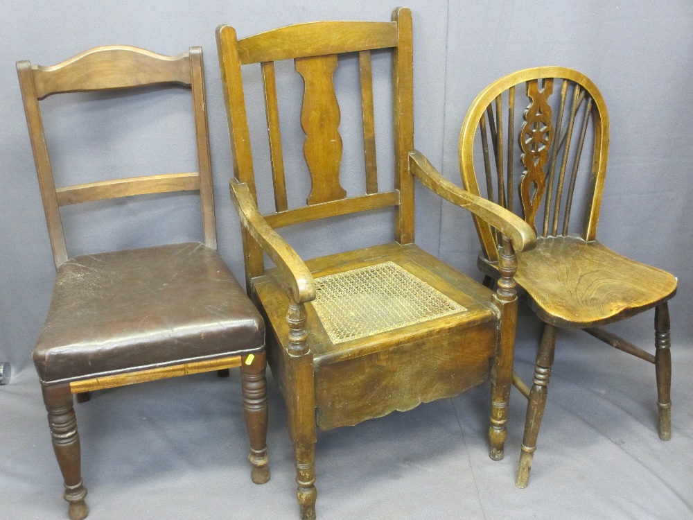 PINE REFECTORY TYPE TABLE, stained, 76cms H x 200cms W x 100cms D and a set of six vintage - Image 5 of 5