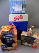 PEPSI COLA MINI FRIDGE, boxed radio control Dalek and Dr Who Tardis talking money box with a Kenwood