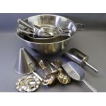 STAINLESS STEEL BOWLS & COOKWARE with a small quantity of EPNS cutlery ETC