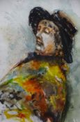 M CONOD mixed media 'The Shawl', signed left hand side, 34.5 x 23cms