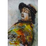 M CONOD mixed media 'The Shawl', signed left hand side, 34.5 x 23cms