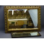 VINTAGE STYLE BEVELLED EDGE MIRROR IN FANCY GILT FRAME and one other, 63.5 x 89cms and 34.5 x