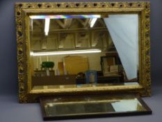 VINTAGE STYLE BEVELLED EDGE MIRROR IN FANCY GILT FRAME and one other, 63.5 x 89cms and 34.5 x