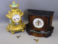 GILT ORMOLU & PORCELAIN PANEL CLOCK, stamped 'Hymarc Paris' (damages and losses) with an ebonized