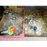 MURANO PAPERWEIGHTS with other colourful and drinking glassware, two boxes