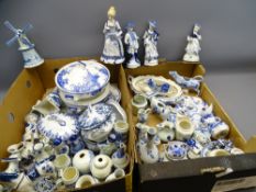 DELFT ORNAMENTS and an assortment of other Blue & White china and pottery (2 boxes)