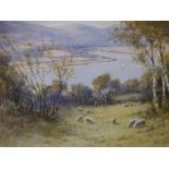 WARREN WILLIAMS ARCA watercolour titled 'Farmer working in a Field, Benarth Hill, Conwy', to label