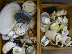 MIXED POTTERY & PORCELAIN TABLEWARE, two boxes, makers include Poole, Tuscan, Radford, Rye and