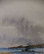 S J VAN DE PUT watercolour - stormy landscape 'Rhiw from Llandegfan', signed verso, 34 x 30cms