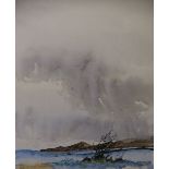 S J VAN DE PUT watercolour - stormy landscape 'Rhiw from Llandegfan', signed verso, 34 x 30cms