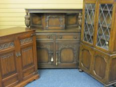VINTAGE OAK FURNITURE, three items, Priory style including a buffet sideboard, 137cms H, 125cms W,