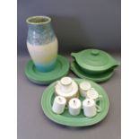 WEDGWOOD CAVENDISH COFFEE CANS & SAUCERS, Wedgwood Etruria Matt Green dinnerware and a Ruskin