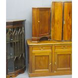 TWO FLOOR STANDING MAHOGANY CABINETS including a glass fronted display example with Gothic style