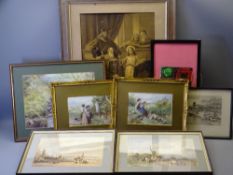 AMENDED DESCRIPTION: UNSIGNED prints, a pair - Continental scenes featuring fishermen and