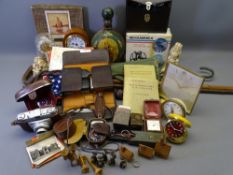 VINTAGE & LATER CAMERAS, mantel and travel clocks, two vintage walking canes and a lady's umbrella