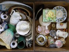 MIXED POTTERY & PORCELAIN, two boxes to include a pair of floral decorated Royal Worcester jugs,