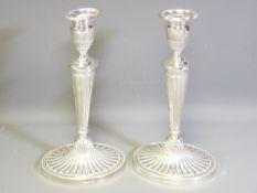 CLASSICAL STYLE SILVER CANDLESTICKS, A PAIR, Sheffield 1968, Maker John Turton & Co, 28.5cms H