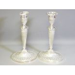 CLASSICAL STYLE SILVER CANDLESTICKS, A PAIR, Sheffield 1968, Maker John Turton & Co, 28.5cms H