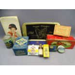 VINTAGE TINS & ADVERTISING MATERIAL including an unopened pack of Players Navy Cut cigarettes