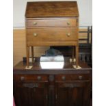 RAIL & MIRROR BACK SIDEBOARD with two door and drawer carved front on bracket feet, 1116cms H,