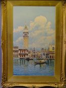 E BONI watercolour - Venetian harbour scene 'The Campanile', 66 x 40cms