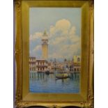 E BONI watercolour - Venetian harbour scene 'The Campanile', 66 x 40cms