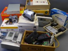 MODERN BOXED QUANTITY OF PHOTOGRAPHIC ITEMS & VISUAL EQUIPMENT including a JBC digital video camera,