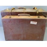 VINTAGE LEATHER SUITCASE & ONE OTHER