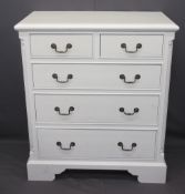 REPRODUCTION WHITE PAINTED GEORGIAN CHEST of two short over three long drawers with reeded detail on