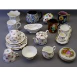 STANLEY BONE CHINA PART TEASET, Majolica tankard, Limoges porcelain lidded pot and other