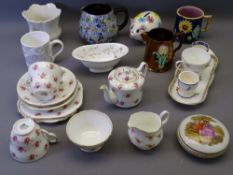 STANLEY BONE CHINA PART TEASET, Majolica tankard, Limoges porcelain lidded pot and other