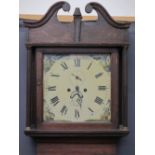 CIRCA 1840 OAK LONGCASE CLOCK by John Parry, Tremadoc, 14in square dial with painted spandrels set