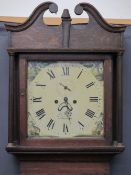 CIRCA 1840 OAK LONGCASE CLOCK by John Parry, Tremadoc, 14in square dial with painted spandrels set