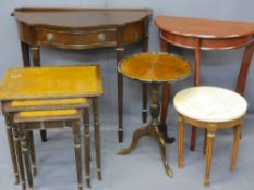 HALL & OCCASIONAL REPRODUCTION TABLES, a selection to include a serpentine top hall table with