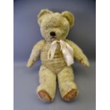 CHAD VALLEY MOHAIR TEDDY BEAR, play worn condition with label to the foot 'By Appointment to HM