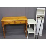 FURNITURE ASSORTMENT - modern pine two drawer side table, 77cms H, 100cms W, 46cms D, a painted