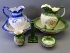 VICTORIAN & LATER POTTERY WASH JUG & BOWL SET and one other