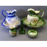 VICTORIAN & LATER POTTERY WASH JUG & BOWL SET and one other