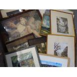 FRAMED PEARS PRINT OF A YOUNG CHILD WITH CAT with a further mixed quantity of framed pictures and