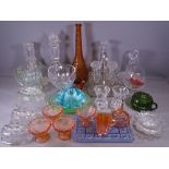 COLOURFUL, CUT & OTHER GLASSWARE & DECANTERS, a mixed selection