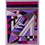 SHAN ECCLES (emerging Deganwy artist) - colourful abstract study in purples, reds, blacks and pinks,