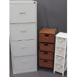 FILING CABINET - metal four door and two items of modern furniture