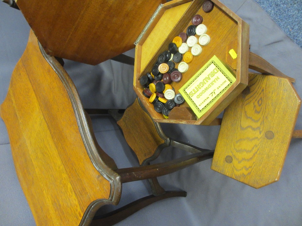 FURNITURE PARCEL comprising vintage milking stool, occasional table, musical sewing table and a - Image 3 of 3