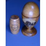 MAUCHLINE WARE LIDDED EGG CUP, 'The Summit Snowdon' and barrel container for ACME Brand pure