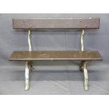 RUSTIC CAST IRON BENCH ENDS with plank seat and back