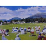 M P SPEIGHT coloured limited edition (73/500) print - a cricket match with spectators entitled '