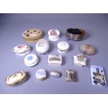 PORCELAIN & OTHER PILL/TRINKET BOXES, a collection to include a hallmarked silver and tortoise shell