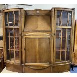 VINTAGE OAK SIDE-BY-SIDE BUREAU/CABINET, 101cms H, 121cms W, 27cms D