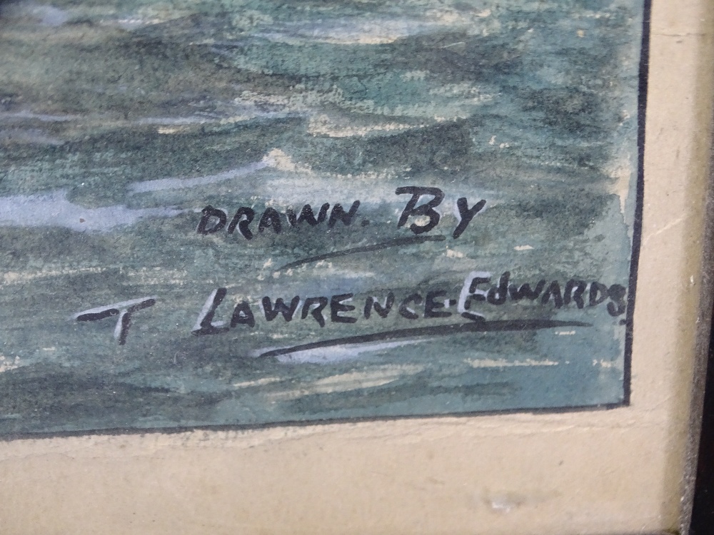 T LAWRENCE EDWARDS watercolour - the four-master at sea 'Jenny off Anglesey', signed, 35 x 47cms - Image 2 of 2